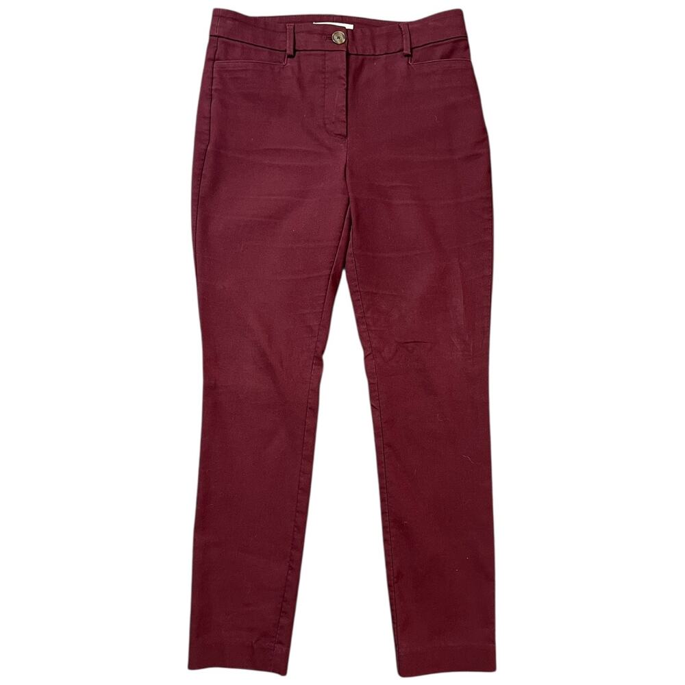 LOFT Sutton Skinny Pants Burgundy Stretch Women’s Size 4 W29